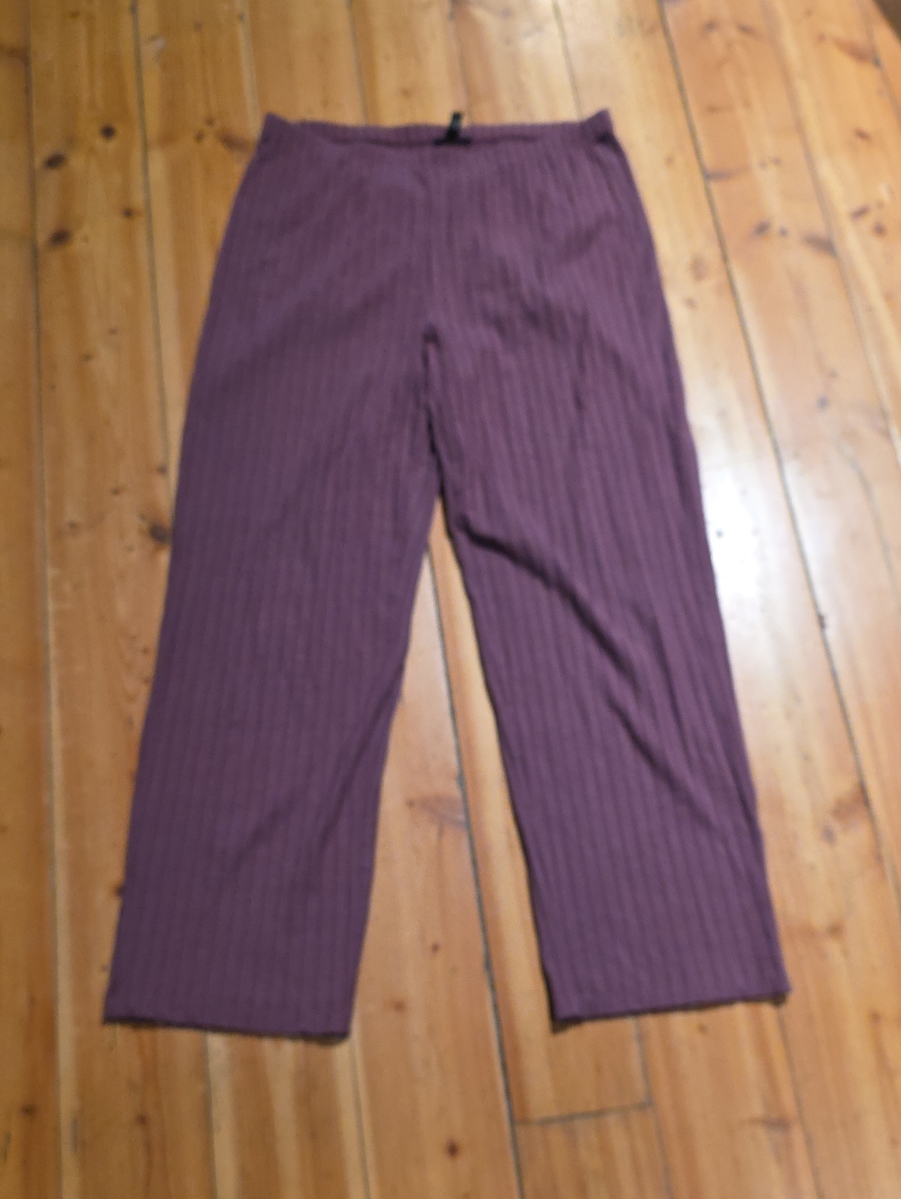 Eileen Fisher Ribbed Wide-Leg Pants in Plum